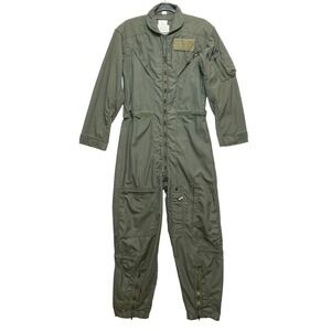 US Military CWU-27/P Flight Coveralls Suit 36R Sage Green 8415-00-491-0901